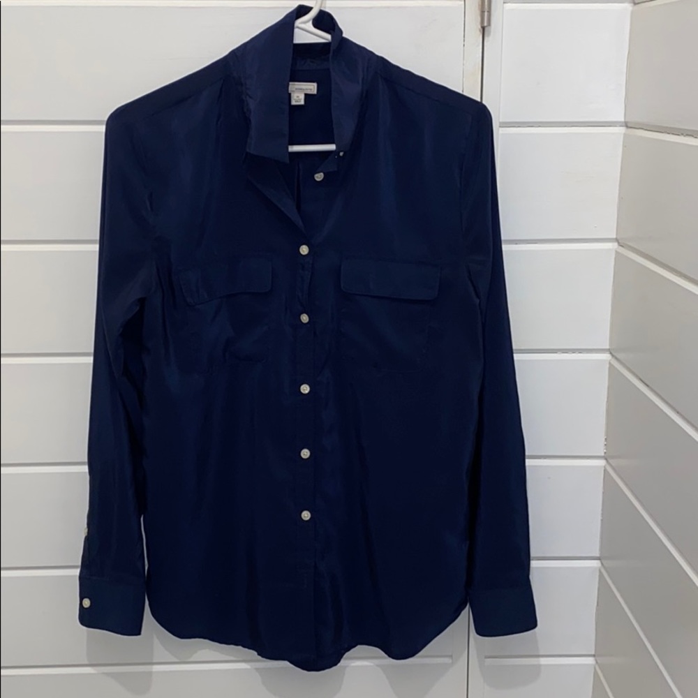 Gap Button Down Blouse Navy Blue - image 1